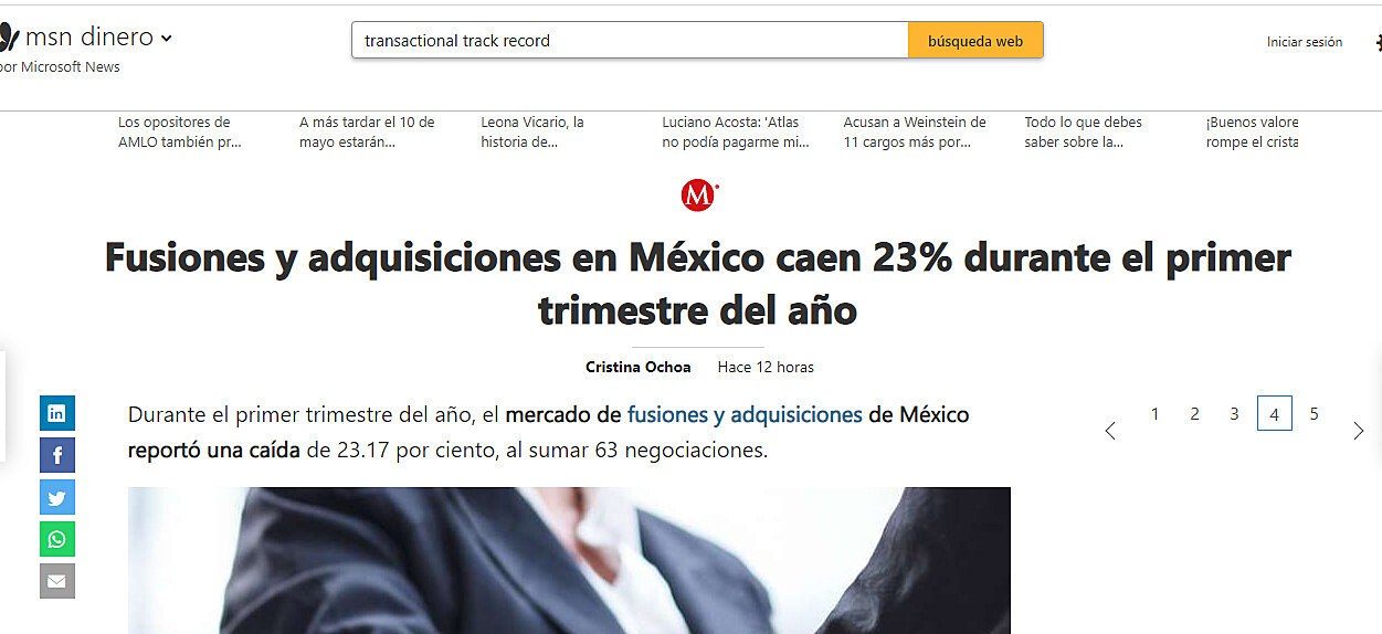 Fusiones y adquisiciones en Mxico caen 23% durante el primer trimestre del ao